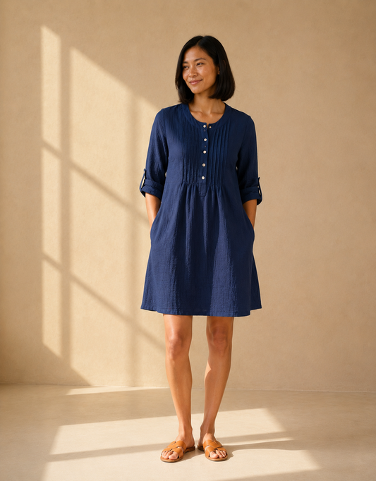 Pintuck Mini Dress