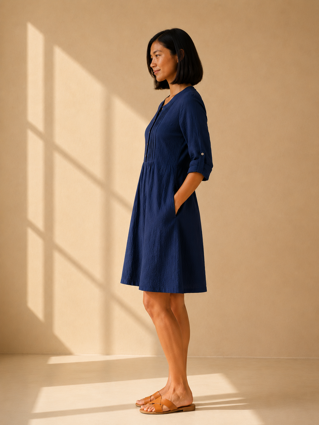 Pintuck Mini Dress